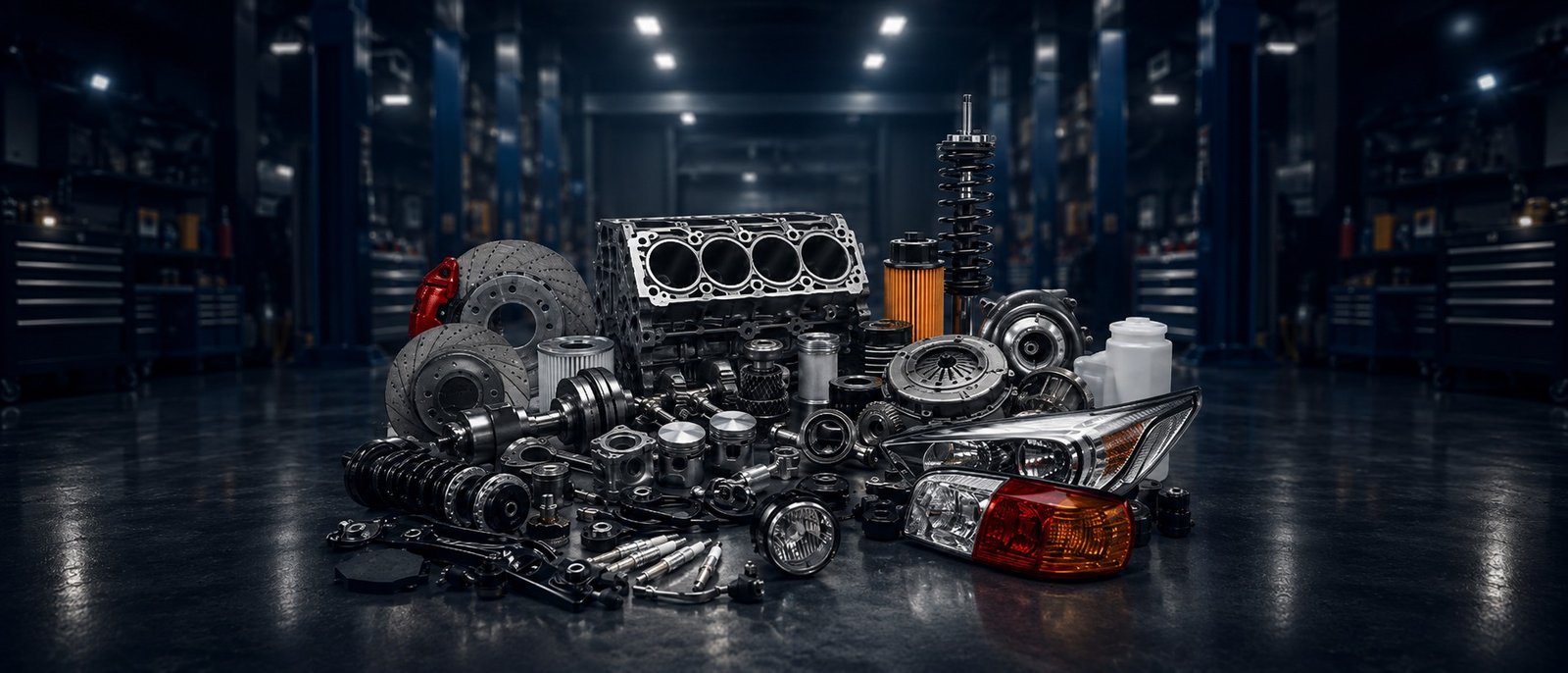 Centered auto spare parts and components banner